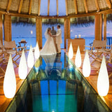 Water Drop White Outdoor Floor Lamp with Solar-Powered