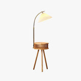 Traditional Wooden Floor Lamp with Table