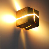 Minimalist Crackle Wood Square Indoor Wall Light