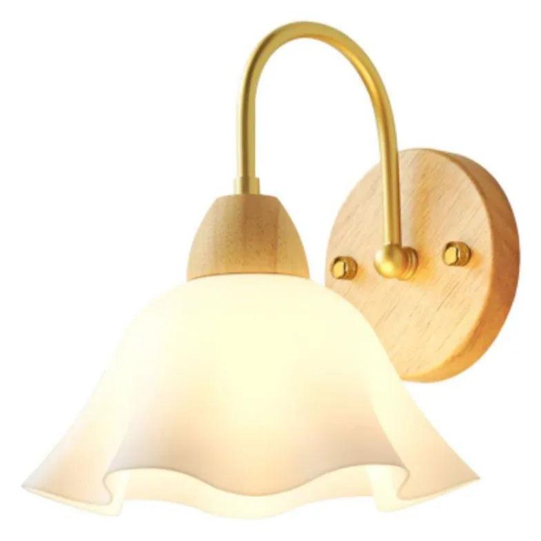 Wooden Flowers Glass Modern Wall Lights - Clowas