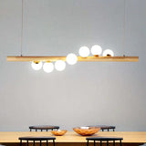 Wood Pendant Light with Modern Walnut Sphere Design