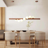 Wood Pendant Light with Modern Walnut Sphere Design