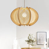 Wabi Sabi Woven Bamboo Wood Light Pendant