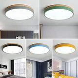 Nordic Circular Wooden Ceiling Lights for Bedroom