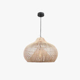 Woven Rattan Semi-Spherical Living Pendant Light - Clowas