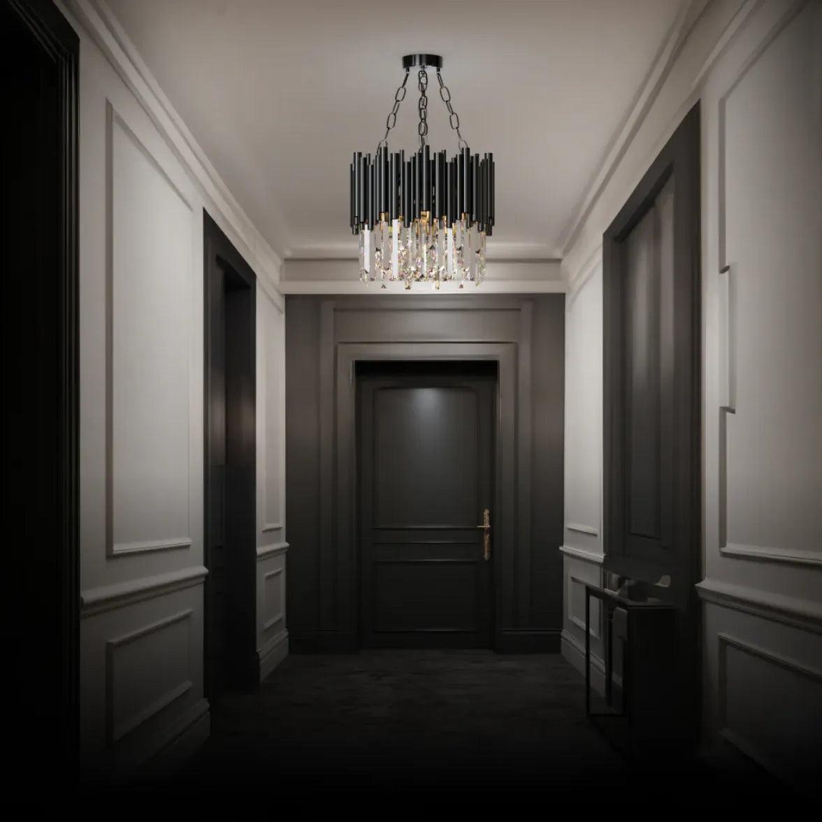 Wrinkled Crystal Black Industrial Chandelier - Clowas