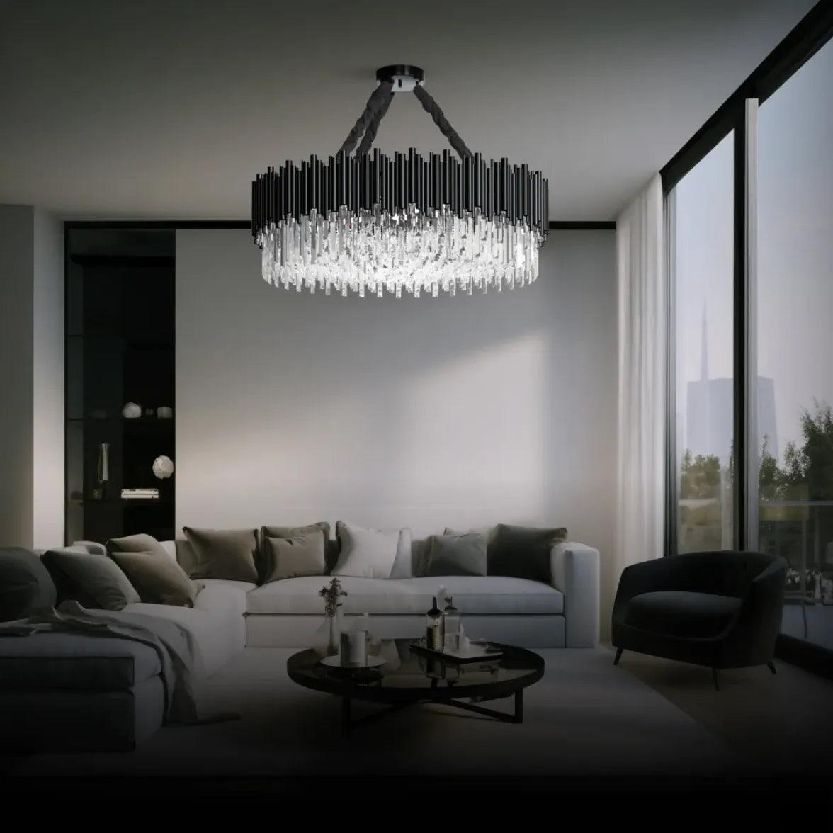 Wrinkled Crystal Black Industrial Chandelier - Clowas