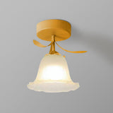 Hallway Flower Semi Flush Ceiling Light Glass with Anti Glare