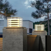Modern Outdoor Cube Pillar Light Solar for Garden