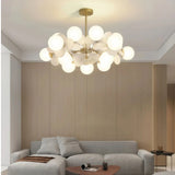 Modern Opal Glass Chandelier for Living Room, Anti-Glare