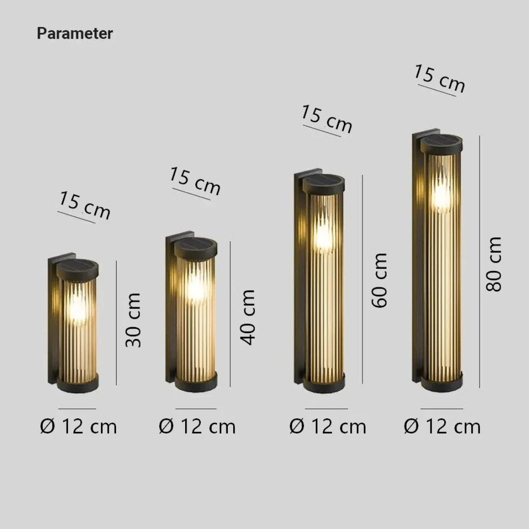 Dimensions of the modern outdoor wall light in centimetres