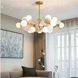 Modern Opal Glass Chandelier for Living Room, Anti-Glare