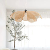 Nordic Flower Rattan Pendant Light Dimmable for Dining Room