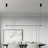 Minimalist Linear Black Pendant Light Metal Dimmable for Dining Room