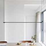 Minimalist Linear Black Pendant Light Metal Dimmable for Dining Room