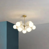 Modern Opal Glass Chandelier for Living Room, Anti-Glare