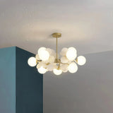 Modern Opal Glass Chandelier for Living Room, Anti-Glare
