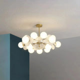 Modern Opal Glass Chandelier for Living Room, Anti-Glare