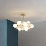 Modern Opal Glass Chandelier for Living Room, Anti-Glare