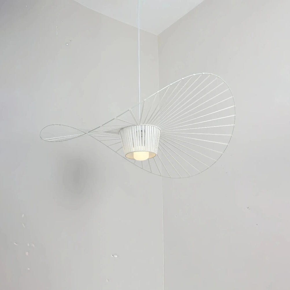 Modern Hat Pendant Light Fabric Shade Dimmable for Living Rooms