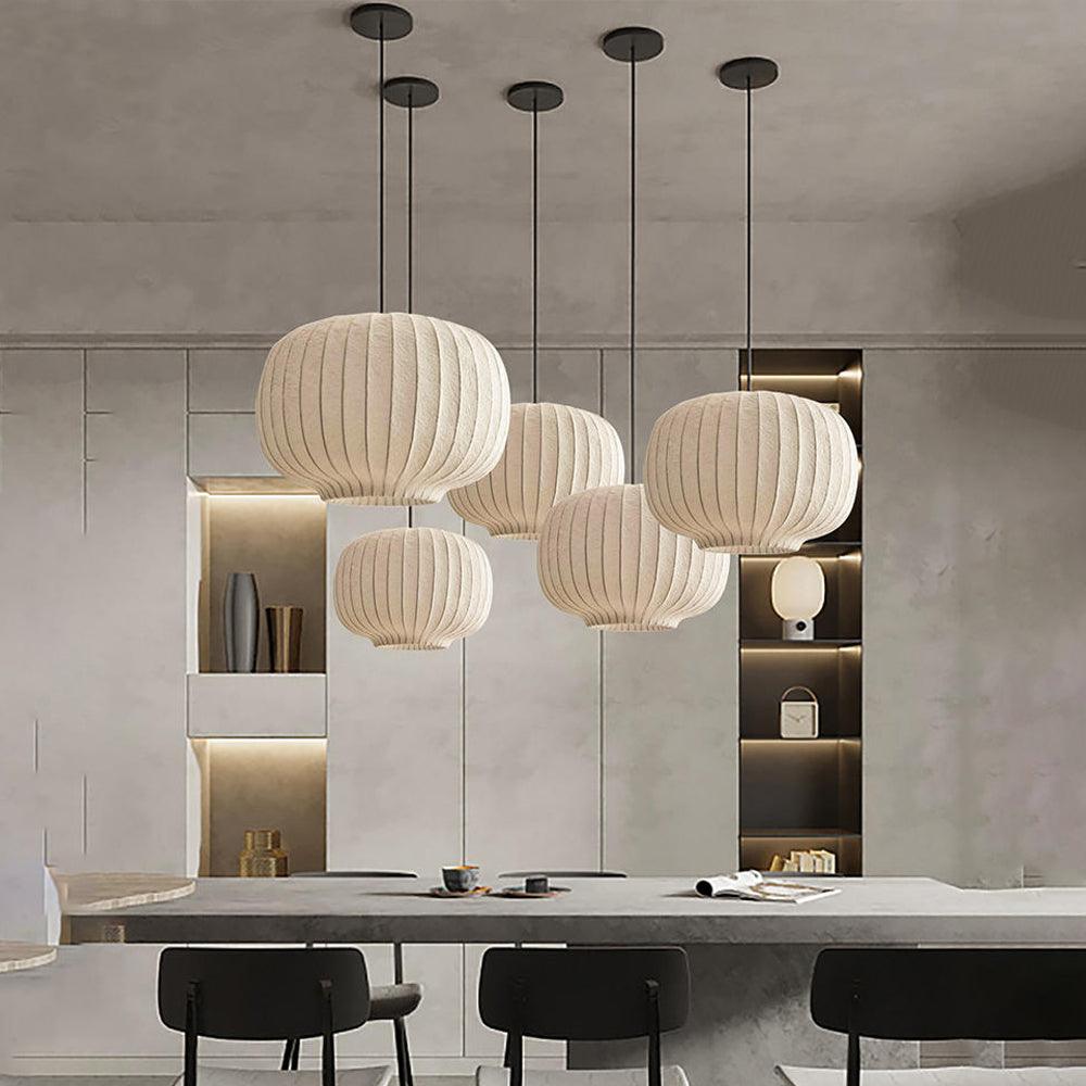 Multi Pendant Dining Room Silk Lantern Light