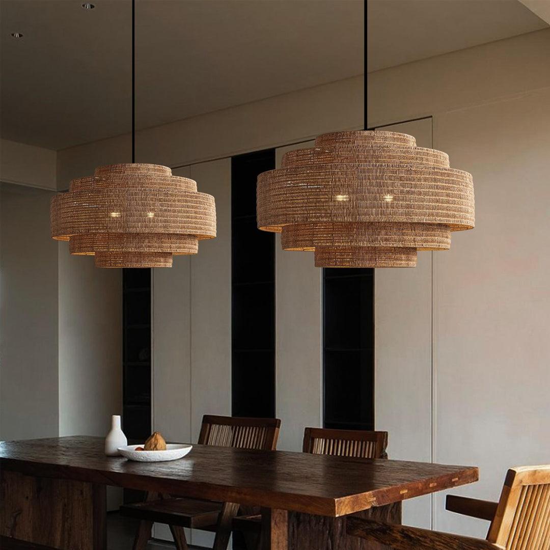 Vintage Rattan Pendant Light for Dining Room