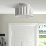 White ribbed flush ceiling light with resin shade