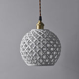 White Modern Pendant Light Grid Ceramic Design