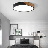Nordic Round Ceiling Light Wood with Dimmable LED for Bedroom