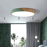 Nordic Round Ceiling Light Wood with Dimmable LED for Bedroom