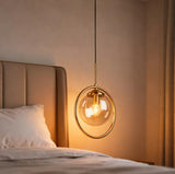 Globe Handmade Glass Pendant Light with Iron Ring for Bedside
