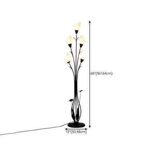 Flower-Shaped Shade Black Metal Floor Lamp - Clowas