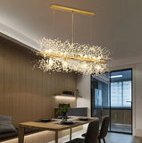 Romantic Dandelion Crystal Linear Chandelier for Dining Room