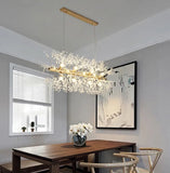Romantic Dandelion Crystal Linear Chandelier for Dining Room