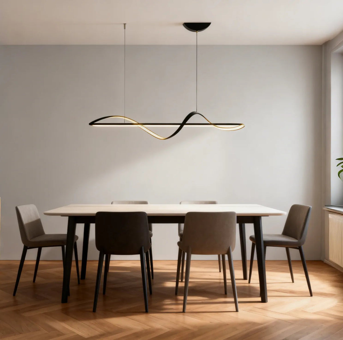 Contemporary Wave LED Pendant Light for Dining Room