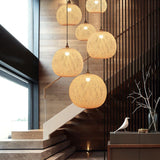 Contemporary Chinese Rattan Pendant Lighting For Staircase