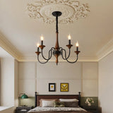 Rustic French-Style Wooden Candelabra Chandelier