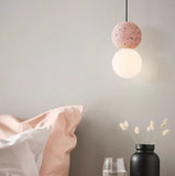 Nordic Double Globe Terrazzo Bedside Pendant Lighting