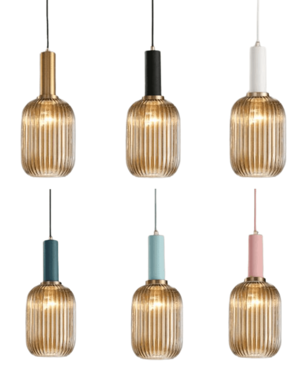 Striped Lantern Clear Glass Pendant Lighting