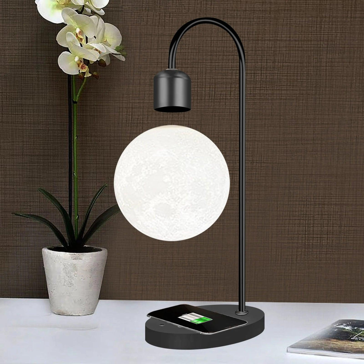 Wireless Charging Floating Moon Orb Desk Lamp