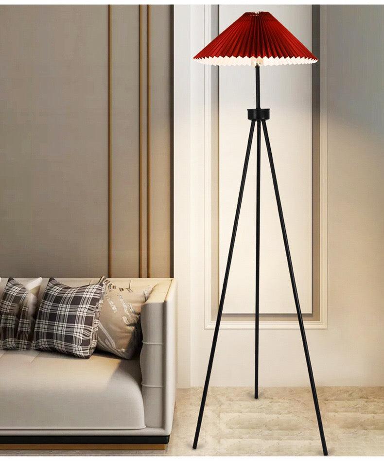Pleated Fabric Shade Tripod Lamp Floor