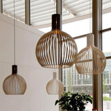 Vintage Wooden Birdcage Pendant Light for Living Room