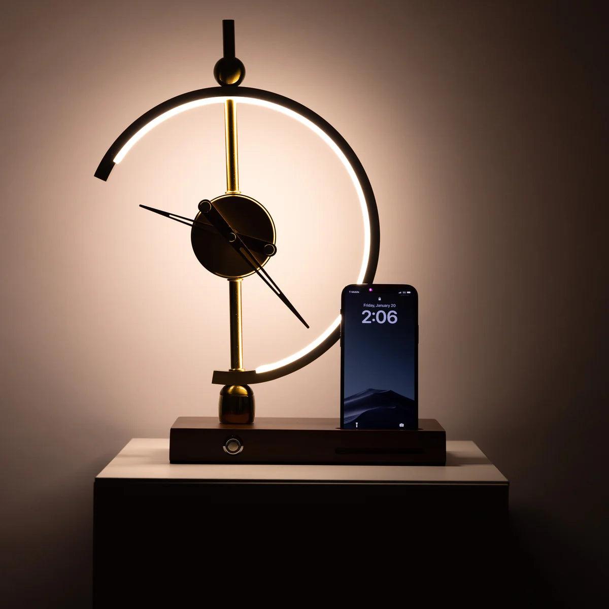 Nordic Clock Design Black LED Table Lamp