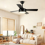 Industrial Matte Black Silent Ceiling Fan with Light