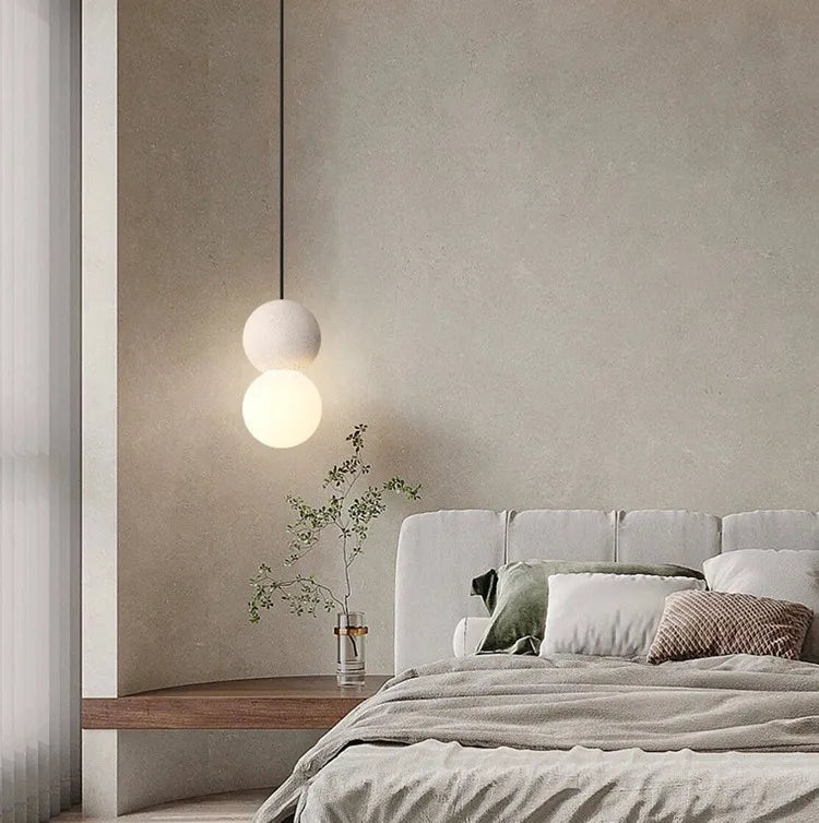 Nordic Concrete and Glass Pendant Light Dimmable LED for Bedside