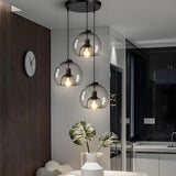 Double Glass Pendant Light Modern Design Adjustable for Dining Room