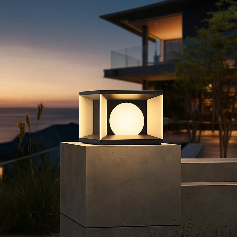 Solar LED Cube Pillar Light for Garden