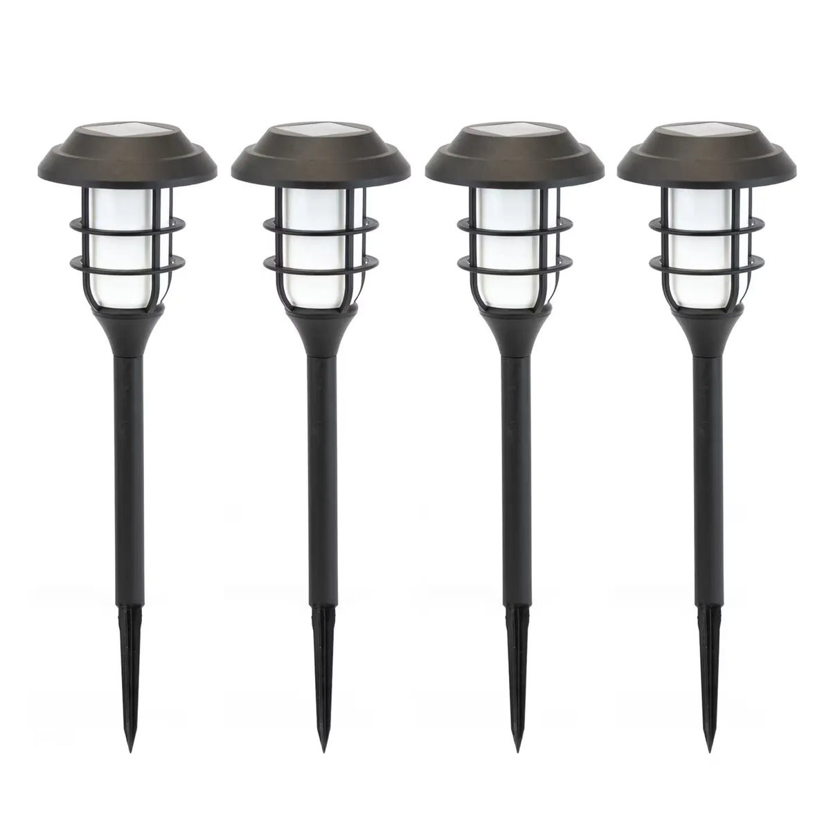 Solar Spike Lights 4 Pack in Black Metal for Garden Paths