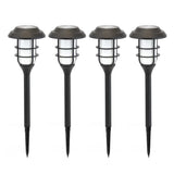 Solar Spike Lights 4 Pack in Black Metal for Garden Paths