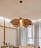 Japanese Petal Rattan Pendant Light for Dining Room
